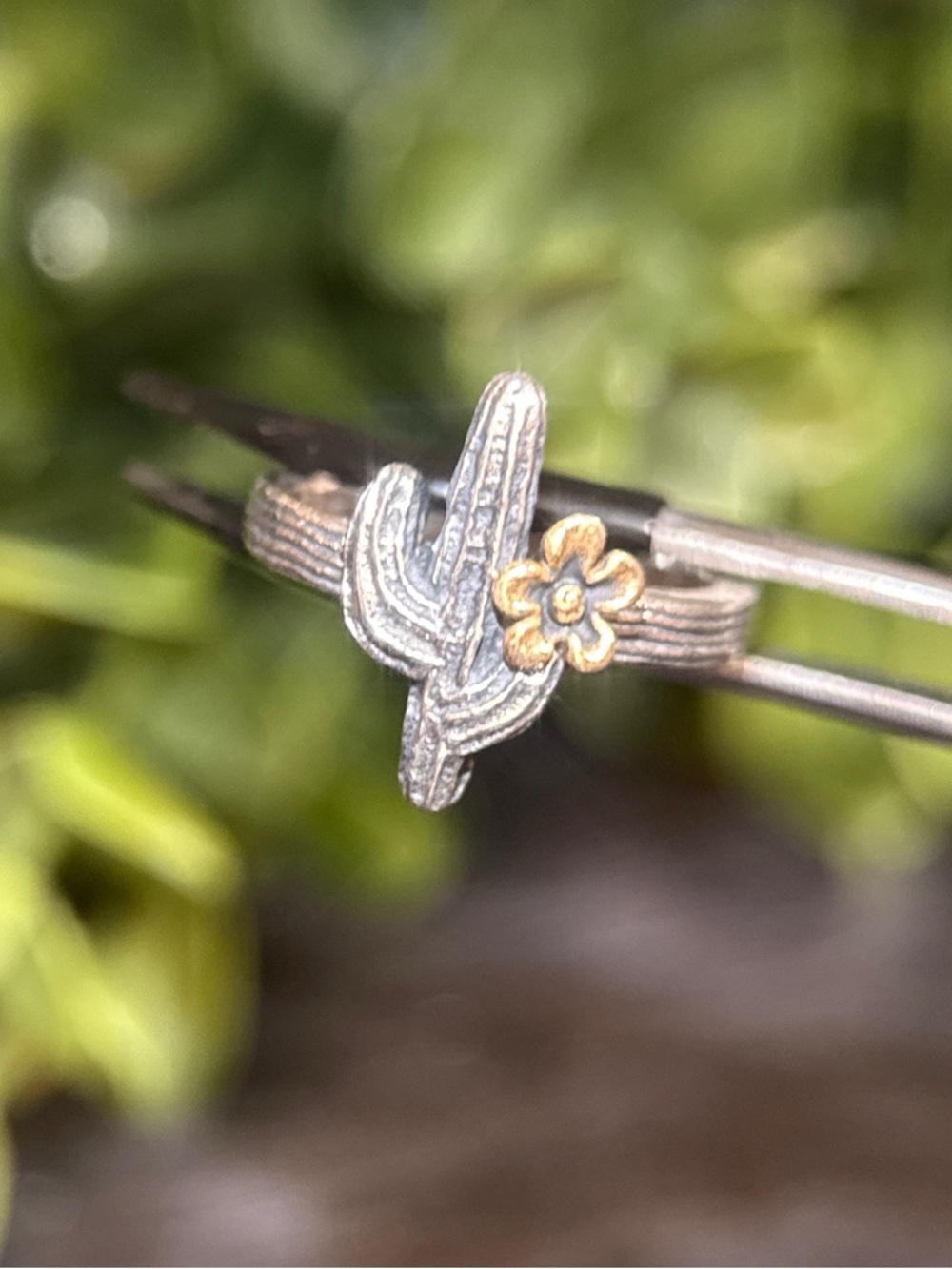 James Avery Silver/Bronze Cactus Ring - Picture 2 of 7